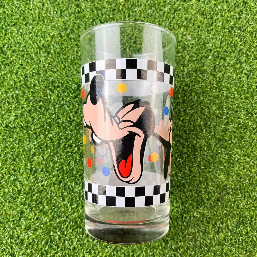 Vintage Anchor Hocking Walt Disney Company Goofy Checkerboard Drinking Glass